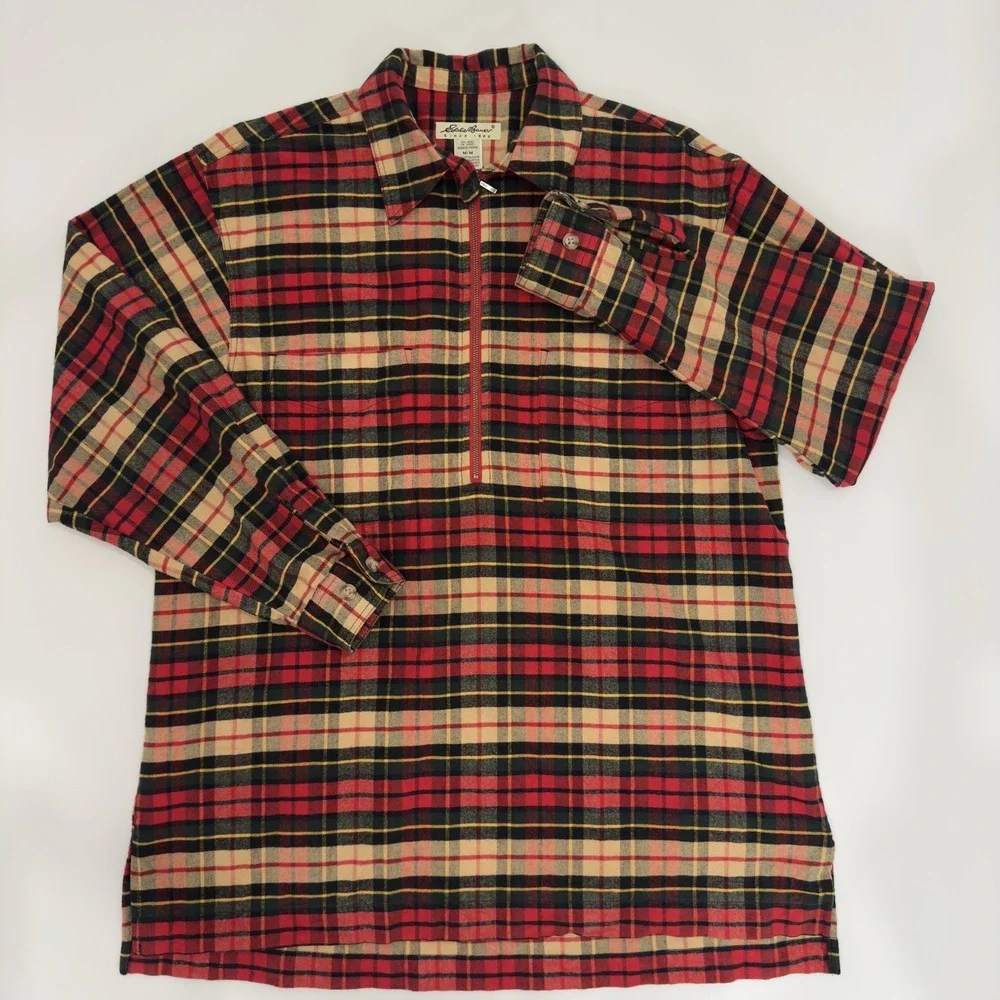 Eddie Bauer Women's Plaid Lumberjack Hunting Flannel Pullover Jacket Vintage 90s